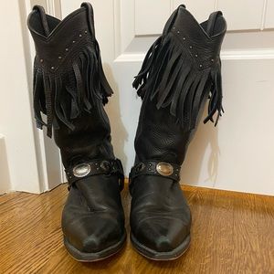 Laredo Leather Fringe Cowgirl Boots Size 9